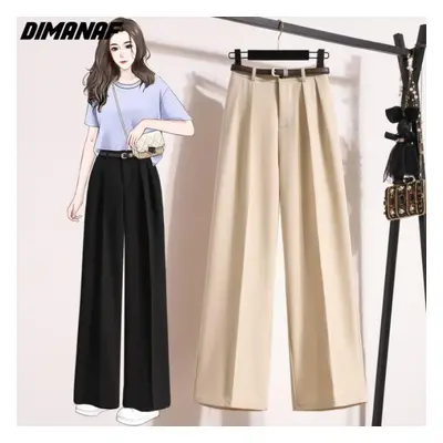 (beige, XL) Dimanaf New Plus Size Spring Summer Long Pants Women Elastic Waist Loose Casual Soli