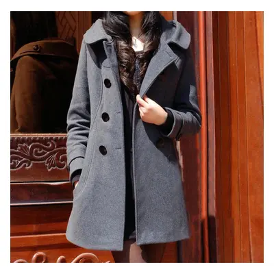 (gray, XXXXL) Autumn And Winter Thick Woolen Coat Women&apos;s Mid-length Hooded And Cotton Slim