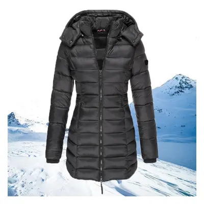 (black, XXL) Women&apos;s Slim-fit Winter Windproof And Warm Cotton Jacket