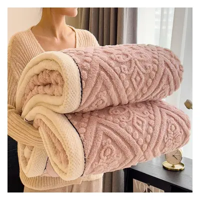 (pink, 180*200cm) Winter Warm Sleeping Blanket Soft Comfortable Flannel Fleece Blankets For Bed 