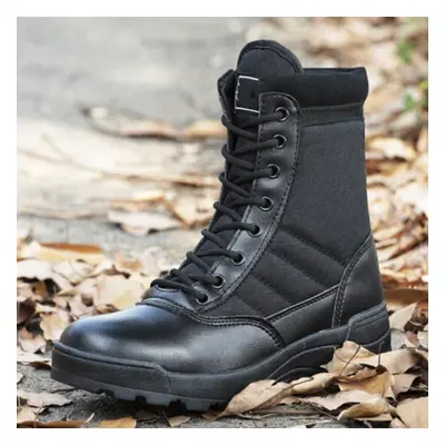 (black, 43) Mens Boots Special Force Leather Waterproof Desert Combat Ankle Boot Army Work Men&a