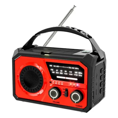 (red) 16000mah Hand Crank Emergency Radio Wireless Hand Crank Weather Radio Noaa/am/fm Portable 