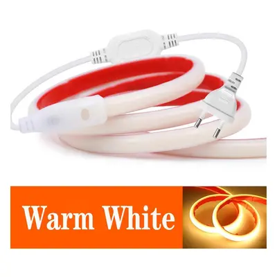 (warm white, 27m) Ip68 Waterproof Cob Led Strip Lights 220v Adhesive Tape With Eu Plug Flex Sili