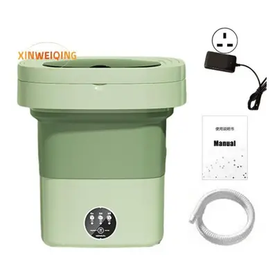 (green, UK Plug) Set Foldable Washing Machine With Water Pipe,low Noise Energy-saving Portable S