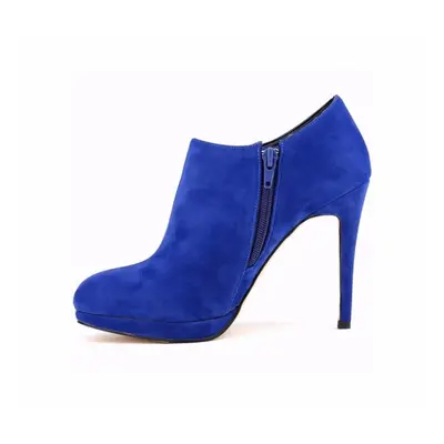 (blue, 9.5) Ladies Sexy Faux Velvet Platform High Heels Short Boots Women Autumn Winter Casual A