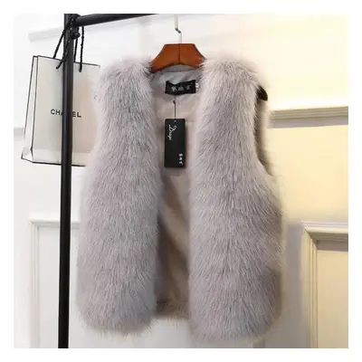 (grey, L) Autumn And Winter Women&apos;s Vest Fashion Mink Fur Vest Plus Plush Thick Plush Vest 