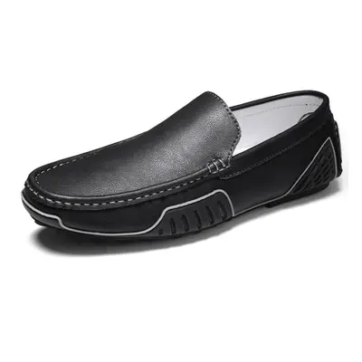 (black, 40) Plus Size Handmade Genuin Leather Men&apos;s Shoes Loafers Comfortable Casual Shoes 