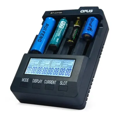 (U.S. plug) Opus Bt-c3100 Digital Smart Slot Lcd Battery Charger Compatible For Li-ion Nicd Nimh