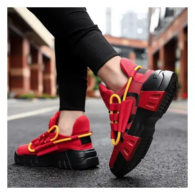 (red, 44) Platform Sneakers For Men Fashion Sport Basketball Shoes Male Street Style Chunky Casu