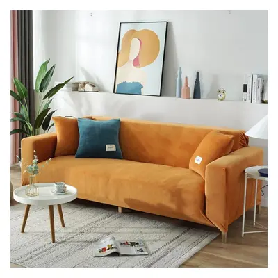 (golden, 4seat (235-300cm)) 1/2/3/4 Seater Shape Corner Sofa Coversthickening Elastic Sofa Cover