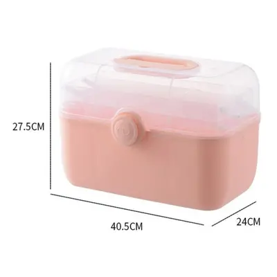 (pink, XL) Large Capacity Family Medicine Organizer Box Portable First Aid Kit Medicine Storage 