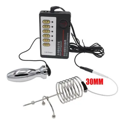 (gold) Bdsm Electric Shock Anal Plug Penis Plug Electrosex Rings E-stim Anus Stimulator Chastity