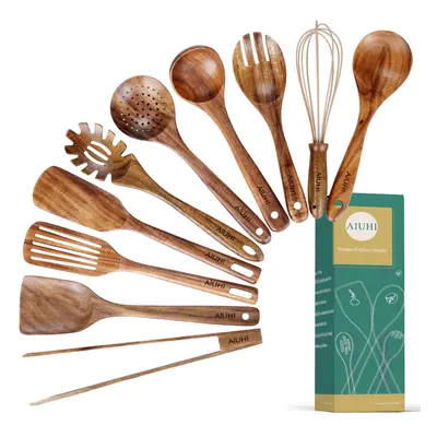 Wooden Kitchen Utensils Nonstick Kitchen Utensils Natural Teak Wood Utensils for Kitchen Kitchen