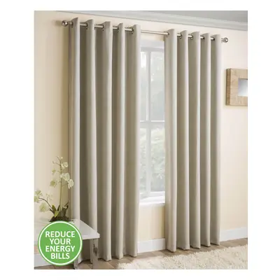 (Cream, Width - 66" (168cm) x Drop - 90" (229cm) ) Vogue Eyelet Thermal Dim Out Curtains