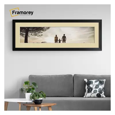 (Matt Black With Ivory Mount, 100x50CM Pic (110x60CM Frame)) Panoramic Size Matt Black Picture F