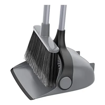 MR.SIGA Broom and Dustpan Set with Long Handle, Upright Broom and Dustpan Combo for Floor Cleani