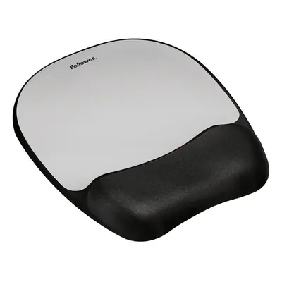 Fellowes Memory Foam Mouse Pad / Wrist Support - Silver Streak