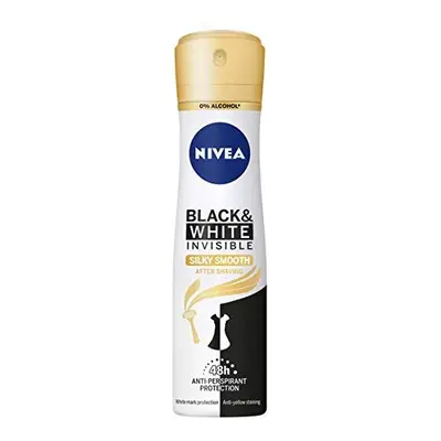 Black & White Invisible Silky Smooth Anti-Perspirant Spray (6 x 150ml), 48hr After Shaving Deodo