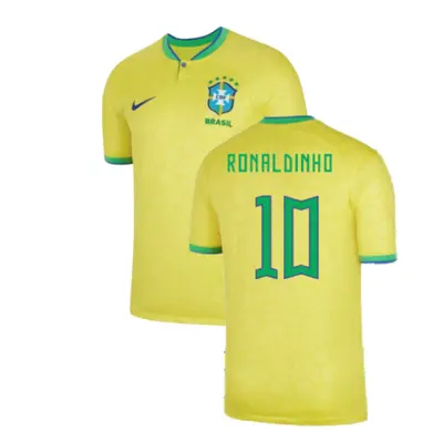 (XL) Brazil Home Shirt (RONALDINHO 10)