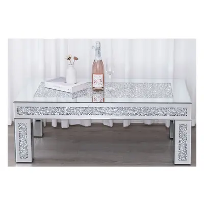 Rectangular Diamond Mirrored Crystal Coffee Table