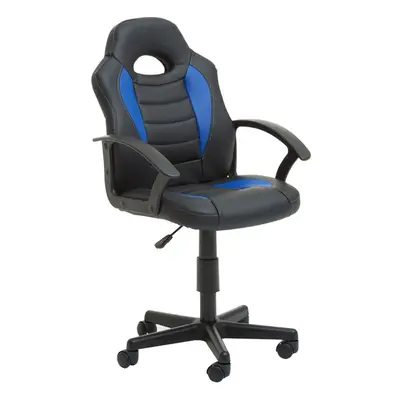 Premier Housewares Black nd Blue Home Office Chair With Flexible Armrest/ Wheel Rolling Base/ Ad