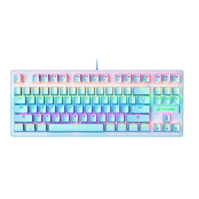 (Blue, US Layout) Keys Mechanical Keyboard Wired Rainbow Backlight Blue Switch Gaming Keyboard f