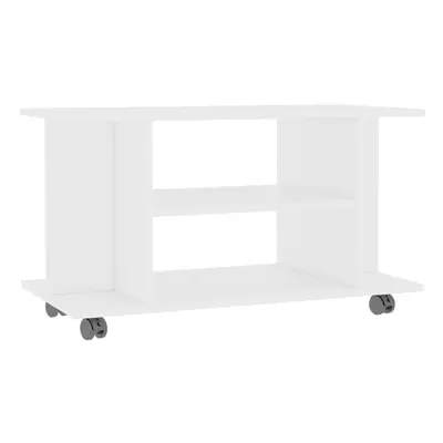 vidaXL TV Cabinet with Castors Open Shelf White Engineered Wood Cabinet