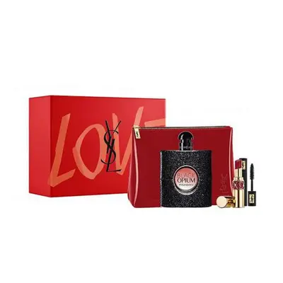 Ysl Black Opium Pcs Set: Oz Eau De Parfum Spray + 0.11 Lipstick + 0.06 Mascara + Pouch (Picture 