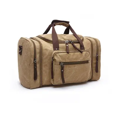 (Khaki) Durable Multifunction Handbag Men Canvas Sport Bag Training Gym Bag Women Fitness Bags O