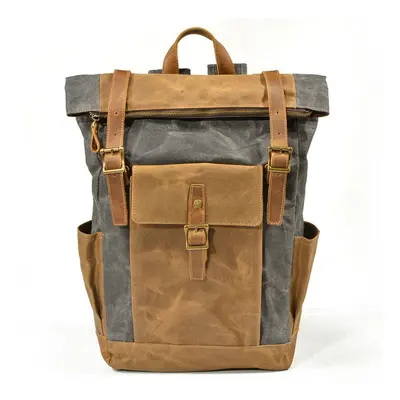 (Dark Gray) Men Women Travel Vintage Backpack Canvas Waterproof Outdoor Large Capacity Backpack 