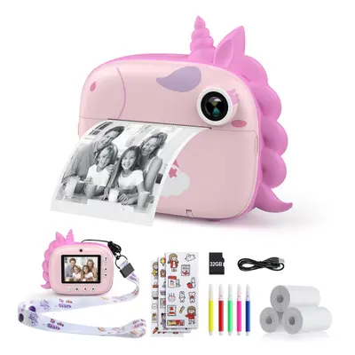 HiMont Kids Camera Instant Print, Digital Camera for Kids with No Ink Print Paper & 32G TF Card,