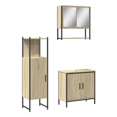 vidaXL Bathroom Furniture Set Piece Sink Cabinet Sonoma Oak Engineered Wood