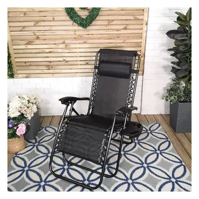 Black Multi Position Textoline Zero Gravity Garden Relaxer Chair Lounger