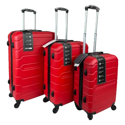 (Red, Set of 3) Hampton & Stewart Suitcase Hardshell Lugguage