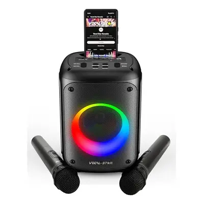 VS-275 Karaoke Machine with Wireless Microphones, Portable Bluetooth Speaker with phone holder, 