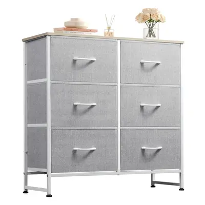 (Light Grey) Chest of drawers, fabric drawers with easy-pull handles