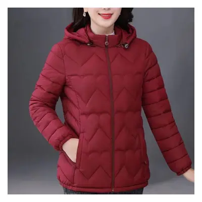 (red, 2XL) Plus-size Autumn Winter Solid Color Hoodie Fashion Women Warm Zipper Coat Loose Casua