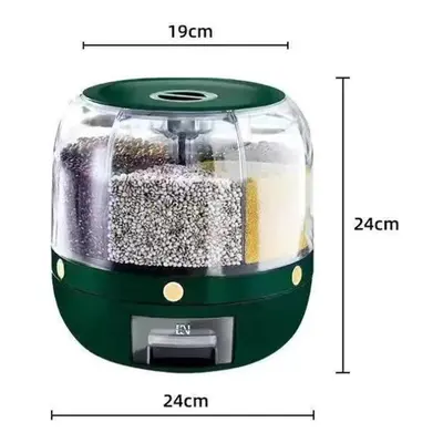 (green) Kitchen Storage Container,food Storage Container,360 Rotating Rice Barrels Sealed Cereal