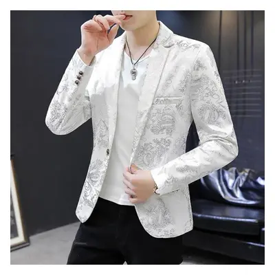 (white, XXXL) Mens Slim Fit Blazer Jacket Men Blazer Wedding Party Suit Jacket Coats