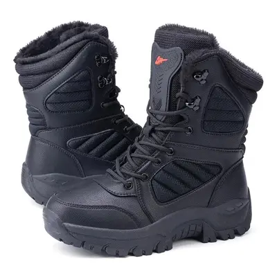 (black, 39) Tuinanle Winter Women White Warm Snow Boots Fleece Ankle Boots Plus Size Non-slip Wo