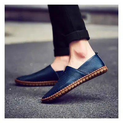 (blue, EU: 40) Summer Men&apos;s Moccasins Loafers Slip-on Driving Lightweight Gommino Flat Walk