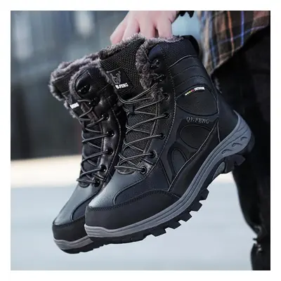 (black, 44) Tuinanle Winter Snow Boots For Men Outdoor Anti-skid Comfortable Warm Shoes