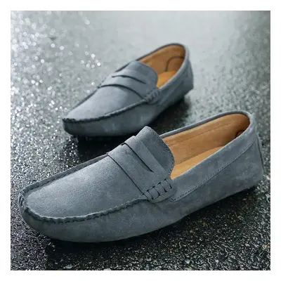 (gray, 43) 38--46 Fashion Men&apos;s Casual Shoes Slip On Loafers Moccasins Flat Driving Shoes