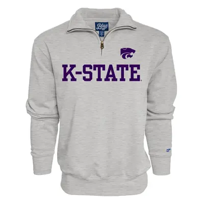 Blue Men's Kansas State Wildcats Quarter Zip Sweatshirt Grey Grey