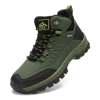 (army green, 46) Men Waterproof Hiking Boots Outdoor Climbing Non-slip Camping Trekking Sneakers