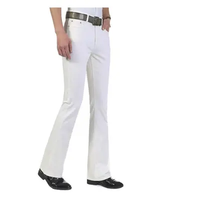 (white, 36) Mens Denim Bootcut Pants 70s Western Cowboy Bell Bottoms Flared Jeans Trousers Casua