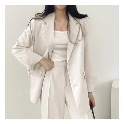 (beige, XXXL) Fall Fashion Long Sleeve Blazer Pant Sets Blazers Women Casual Womens Piece Outfit