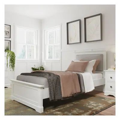 (Single) Single / Double Bed Frame Solid Oak Veneer Padded Headboard