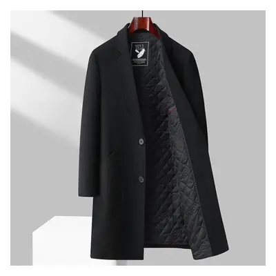 (black, M) Men&apos;s Red Spring Winter Wool Woollen Long Trench Coat Windbreaker Jacket For Men