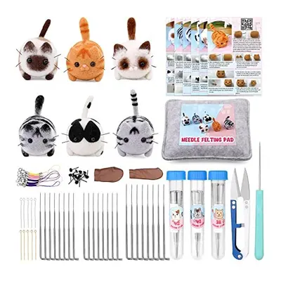 Needle Felting Starter Kit, Wool Roving Set and Needle Felting Tool, Wool Felting Doll Making Ne